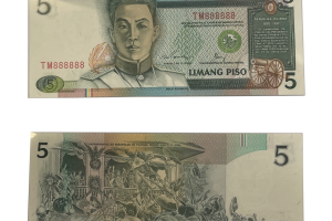 Phillipines 1985-1994 5 Piso '888888' solid serial number note - PCGS Choice Uncirculated 64